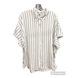 🌸 NWT NINE WEST Flutter Sleeve Button Down Top size XXL